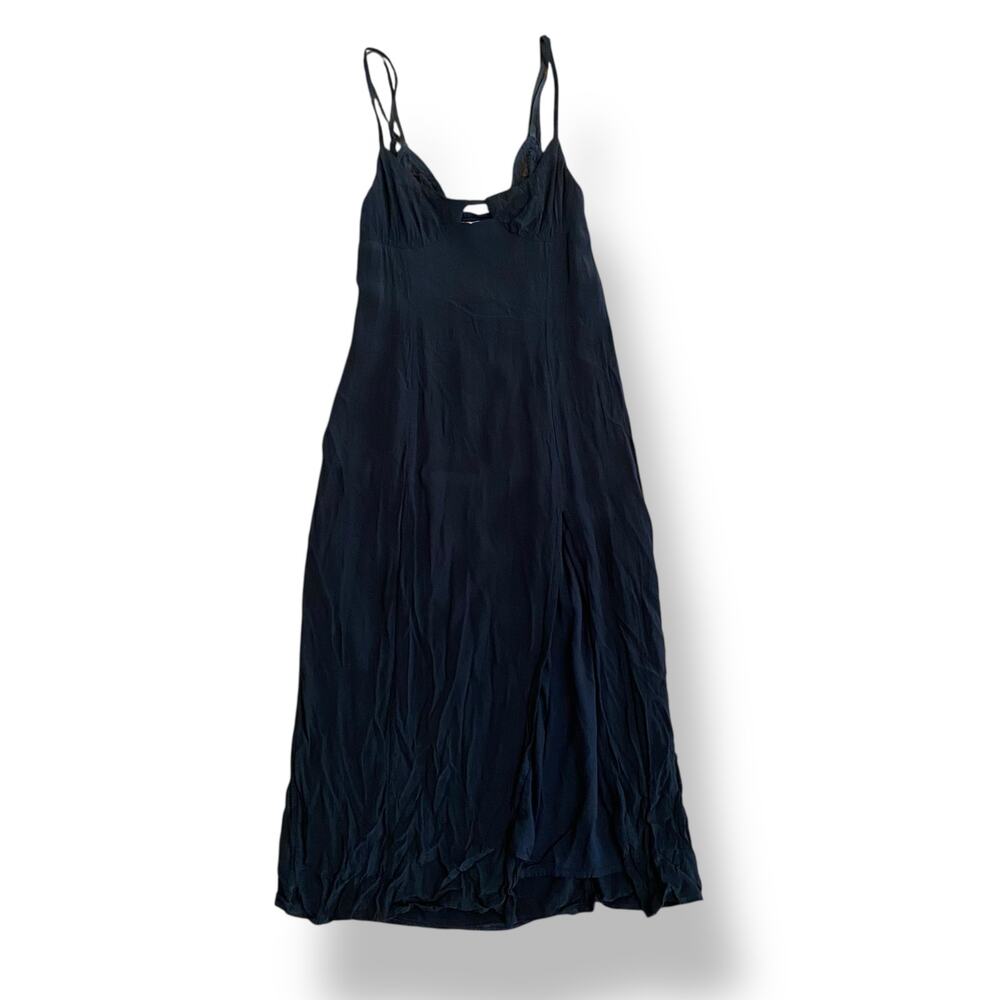 Urban Outfitters Dara Lace Trim Midi Dress Womens Size XS Black‎ Date Party